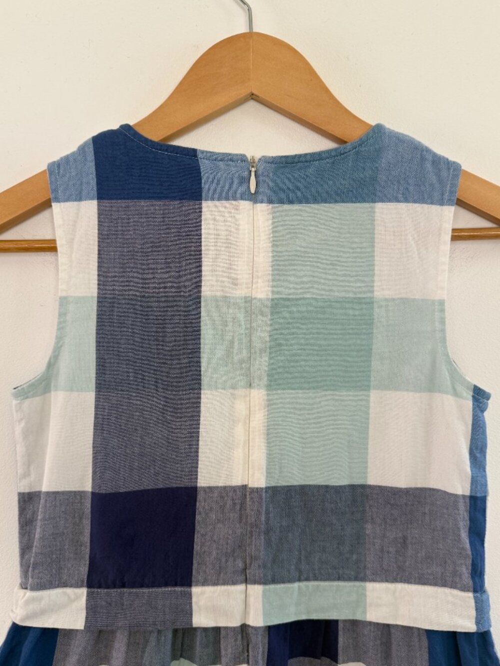 Boden Johnnie b Blue Plaid Check Cotton Dress Girls 7-8 Preppy Classic Coastal - Picture 8 of 11